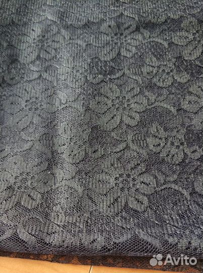 Ткань кружевная гипюр черный (цена за отрез 2,1м)