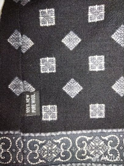 Шарф мужской павлопосадский шерстяной чёрный