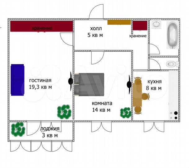 2-к. квартира, 53 м², 8/10 эт.