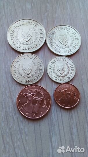 Монеты Азии: Сингапур, Шри- Ланка, Гонконг, Кипр