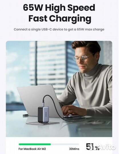 Зарядное устройство Ugreen 65W + USB Type C 100W