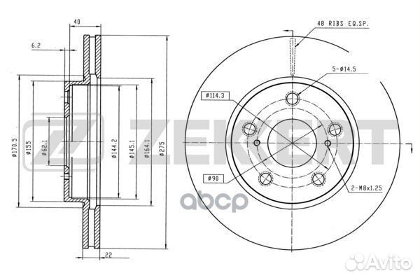 Диск торм. перед. Toyota Auris (E150) 07- Coro