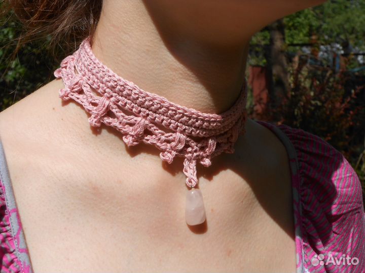 Бархотка чокер вязаное украшение на шею 