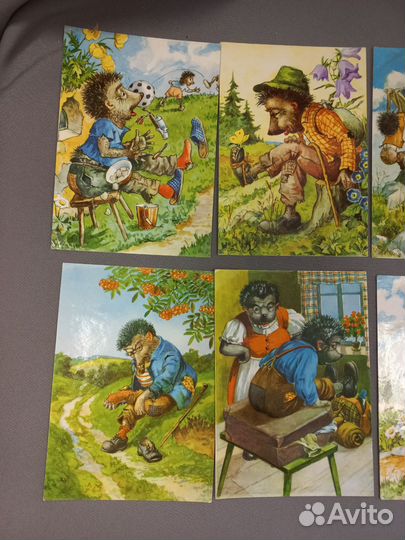 Открытки Семейство ежей Ёжики Германия