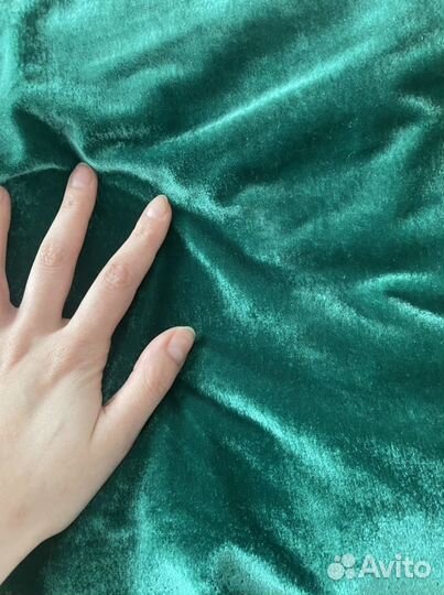 Ткань бархат изумрудный
