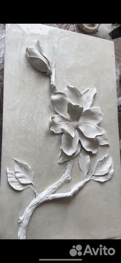 Картина барельеф (горельеф) цветок сакуры