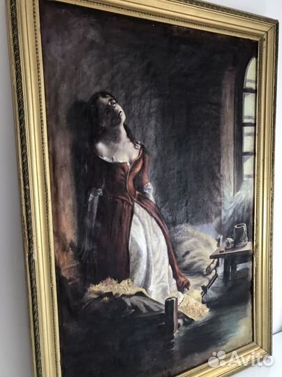 Старинная антикварная картина холст масло