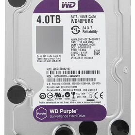 4 тб Жесткий диск WD Purple Surveillance