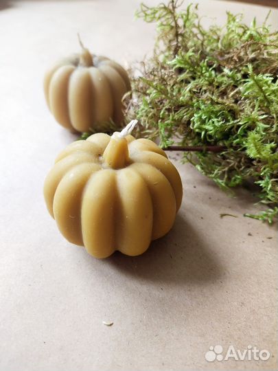 Свеча тыква из пчелиного воска