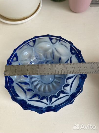 Фруктовница ваза зеленое стекло СССР