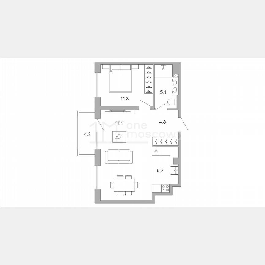 1-к. квартира, 53,2 м², 20/26 эт.