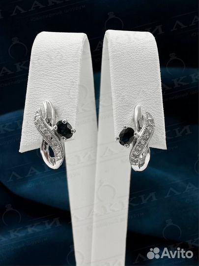 Золотые серьги с сапфирами 585 / 3.65 гр