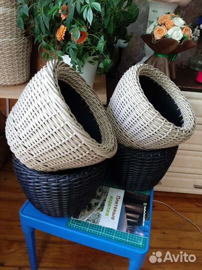 Кашпо плетеное из полиротанга, 12литров