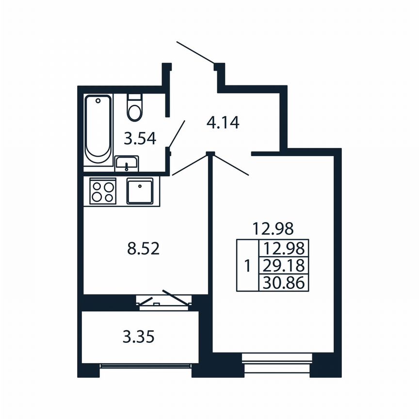1-к. квартира, 32,5 м², 8/12 эт.