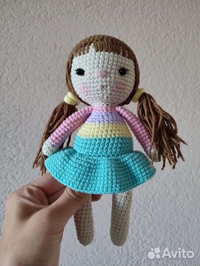 Вязаная игрушка ручная работа Девочка 20см и 21см