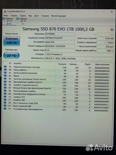 Ssd диск Samsung 870 EVO 1 tb