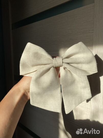 Льняной бант для волос