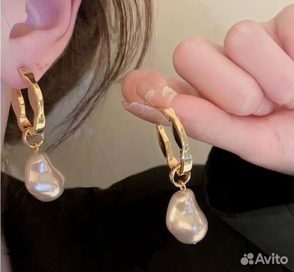 Серьги-подвески с искусственным жемчугом