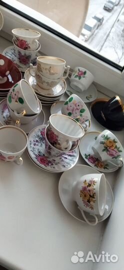 Чайные пары СССР костяной фарфор, новые