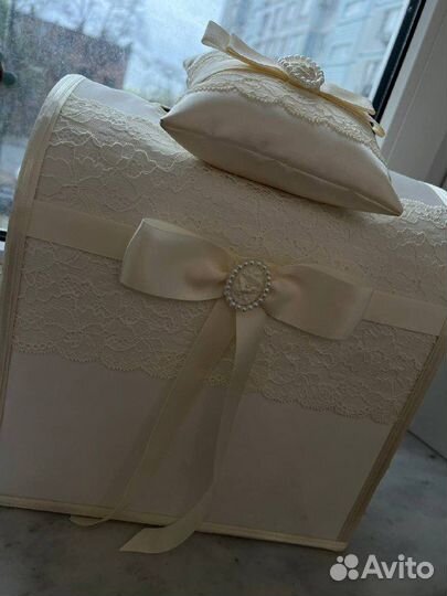 Коробка для даров на свадьбу,подушечка для колец