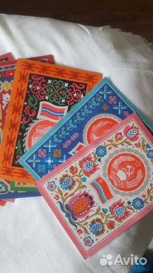 Набор открыток гербы и флаги республик СССР