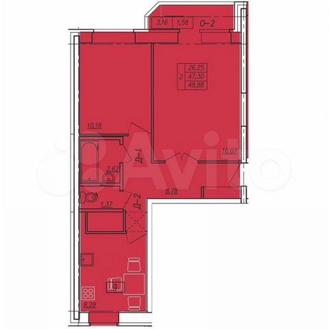 Планировки квартир рыбинск 2-к квартира, 48 м², 10/10 эт. на продажу в Рыбинске Купить квартиру Авито