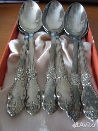 Набор из 6 кофейных ложечек, посереб мельхиор