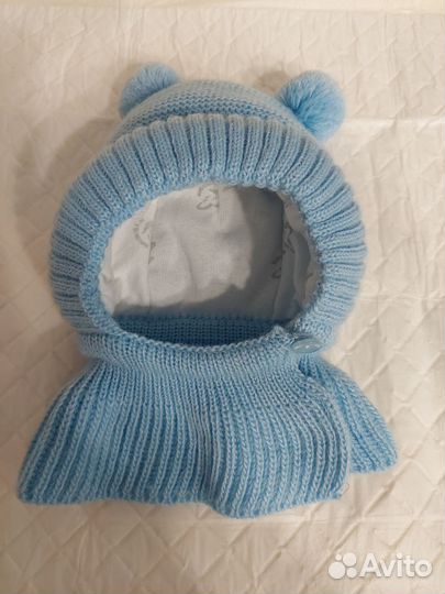 Зимняя шапка шлем Журавлик +, чепчик