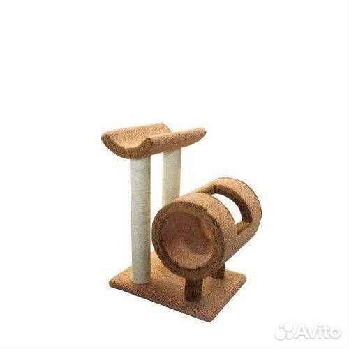 Когтеточка пушок ковролиновая С трубой и седлом 50