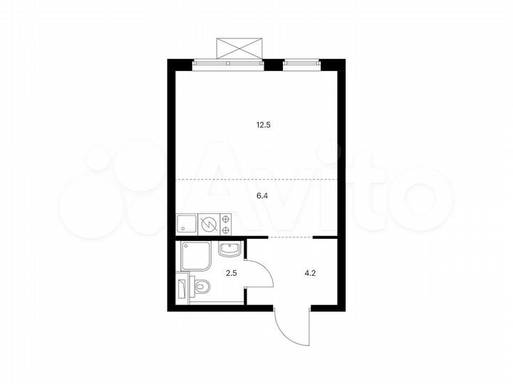 Квартира-студия, 25,6 м², 25/38 эт.