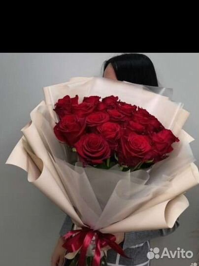 Букет из 15 красной роз эквадор 60 см