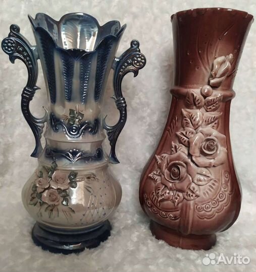 Вазы цветное стекло керамика СССР