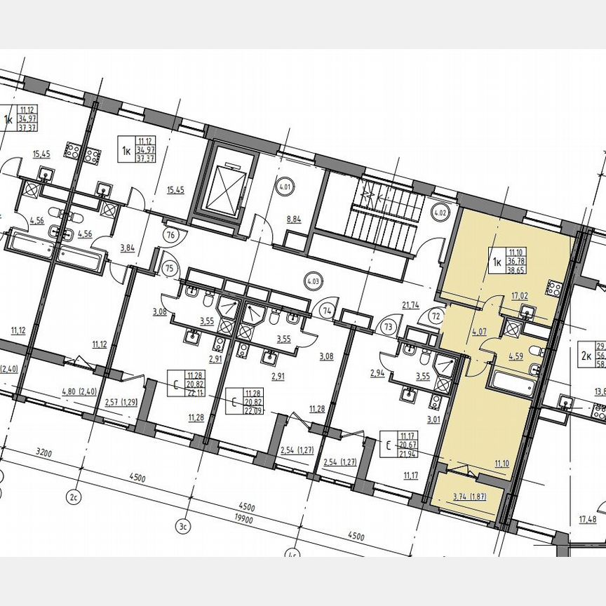 1-к. квартира, 38,7 м², 4/12 эт.