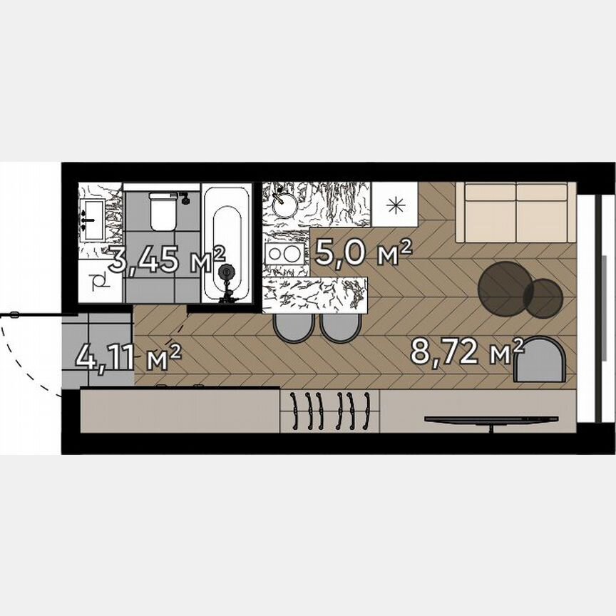 Квартира-студия, 21,3 м², 16/25 эт.