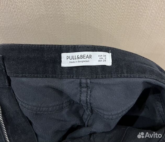 Вельветовые черные джинсы клеш Pull&Bear