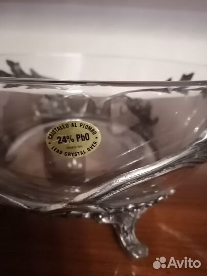 Ваза для фруктов. Италия. Стекло+олово