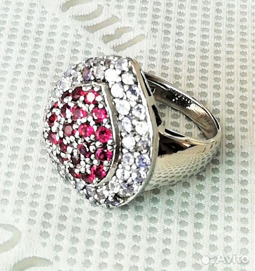 Кольцо серебро танзанит, родолит раз.18,5 К145