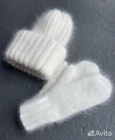 Шапка варежки снуд из пуха норки и ангоры