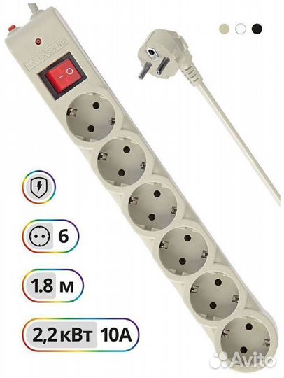 Удлиннитель Сетевой Фильтр Defender DFS 601 Новый