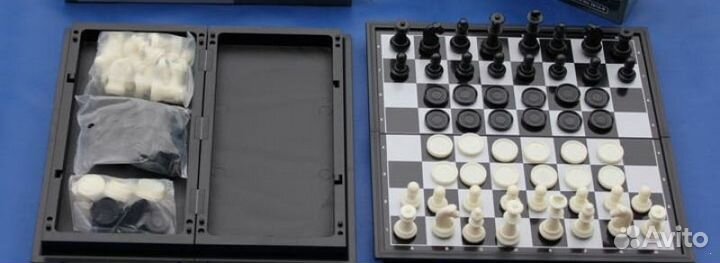 Магнитный игровой набор 2 в 1 шахматы + шашки