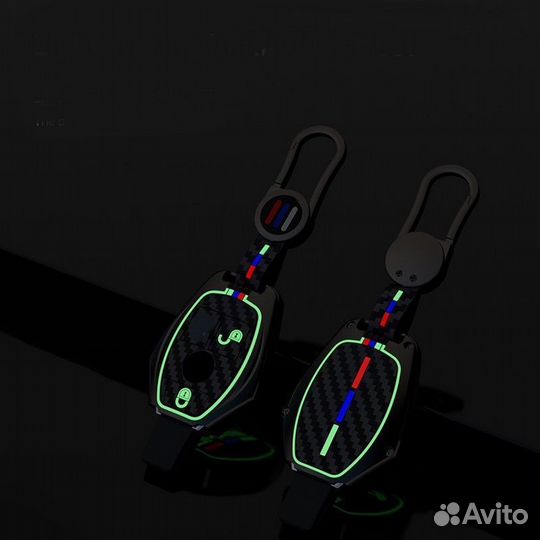 Чехол для ключа Mercedes / Мерседес 2 кнопки металл Carbon Grey