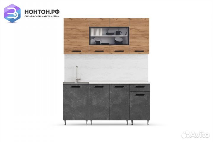Кухня Рио 1.7 м дуб крафт / бетон темный