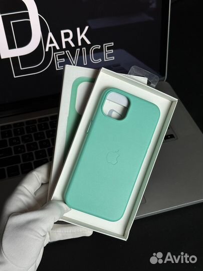 Чехол iPhone 13 MagSafe Кожаный салатовый