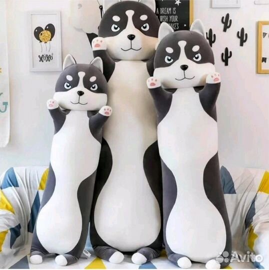 Кот батон, хаски 70 90 110/ мягкая игрушка-подушка