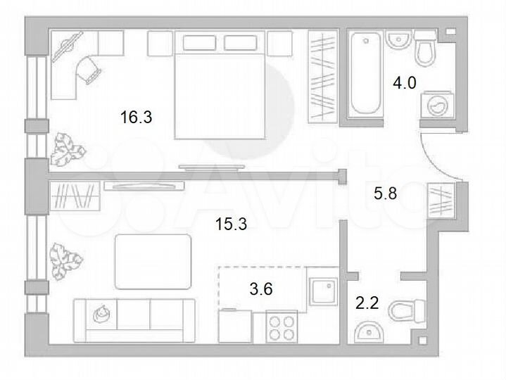 2-к. квартира, 47,2 м², 5/12 эт.