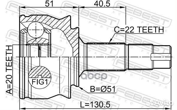 ШРУС наружный 20X51X22 opel corsa D 2006-2014