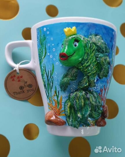 Кружка с декором полимерная глина