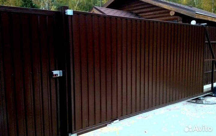 Откатные ворота металлические под ключ