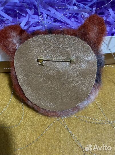 Брошь « тигрик» ручная работа, валенная шерсть