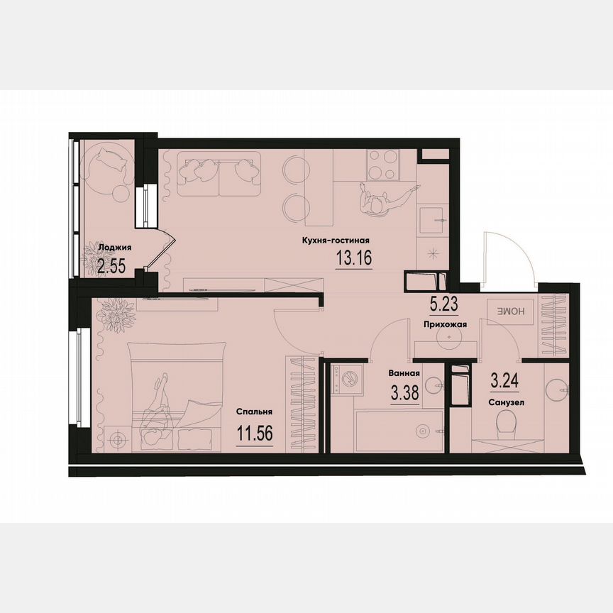 1-к. квартира, 37,8 м², 6/12 эт.